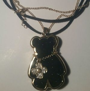 Gold and Black Teddy Bear Necklace